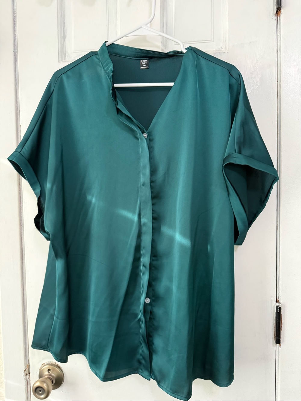 Silky Green Button-Front Women's Top
